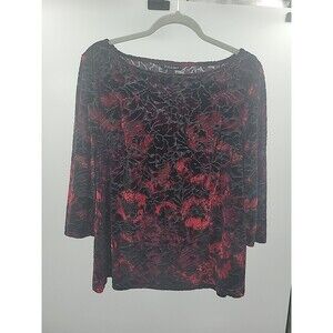 Roz & Ali Burnt-out Velvet Top Sz L Whimsigoth Dark Fairy Floral Witchy